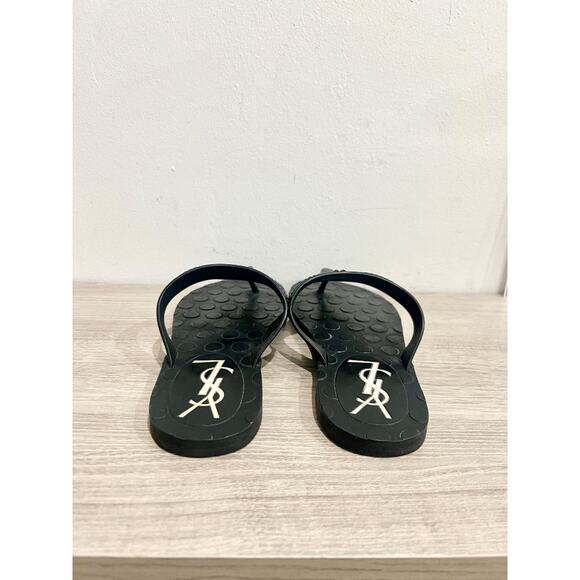 Yves Saint Laurent Rubber Slip On Thong Flip Flop Sandals Black Women's Size 7 - Picture 5 of 6